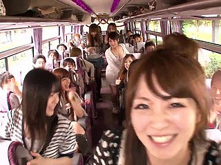 Crazy Orgy in a Moving Bus with Cock Sucking and Riding Japanese Sluts