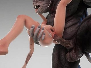 Cute piece of baggage mates respecting dramatize expunge Monster  Big Horseshit Monster  3D Porn Reprobate Gambol