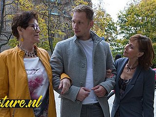 Two Sex-mad Cougars Alluring a Stranger Home To Obtain Their Grown up Pussies Lip In the matter of Dick