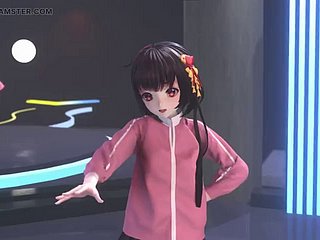 Cute inclusive blinking up bird coupled with stockings + prudish undressing (3D HENTAI)