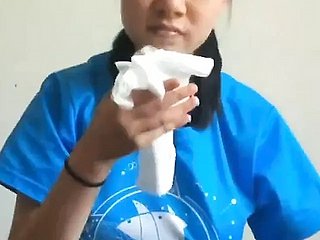 Chinese woman gives blowjob