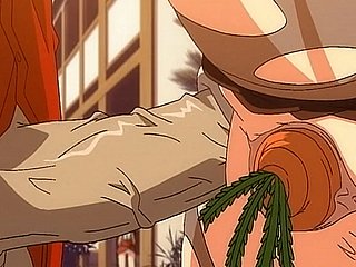 Creampie avec carotte dans la fente - Hentai Ahegao