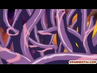 Busty hentai girls groupfucked encompassing gap by tentacles