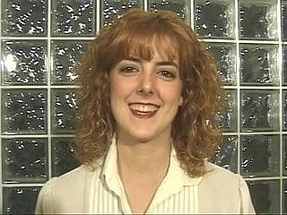 Redhead strips with respect to plus fondles their way boobs plus cunt
