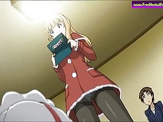 anime porno sahnedeki kırmızı giysiler içinde Sarışın