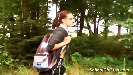 busty Schoolgirl is screwed in the woods